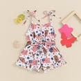 thumbnail image 2 of Okbabeha Girls 4th Of July Outfit Toddler Jumpsuit Shorts Star Print Sleeveless Rompers Playsuit + Belt Summer Cothes, 2 of 7