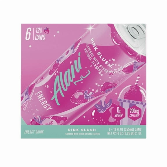Alani Nu Sugar Free Energy Drink, Pink Slush 12oz Can (6 Pack) - 2 Pack