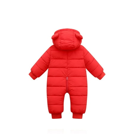 

RPVATI Baby Unisex Infant Toddler Romper Solid Long-Sleeve Jumpsuit Winter Velvet Hooded Outfits