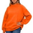 thumbnail image 5 of Mock Neck Sweatshirt Women 2026 Fall Fashion Oversized Turtleneck Pullover Fleece Long Sleeve Sweatshirts Tops,Saffron XL, 5 of 7