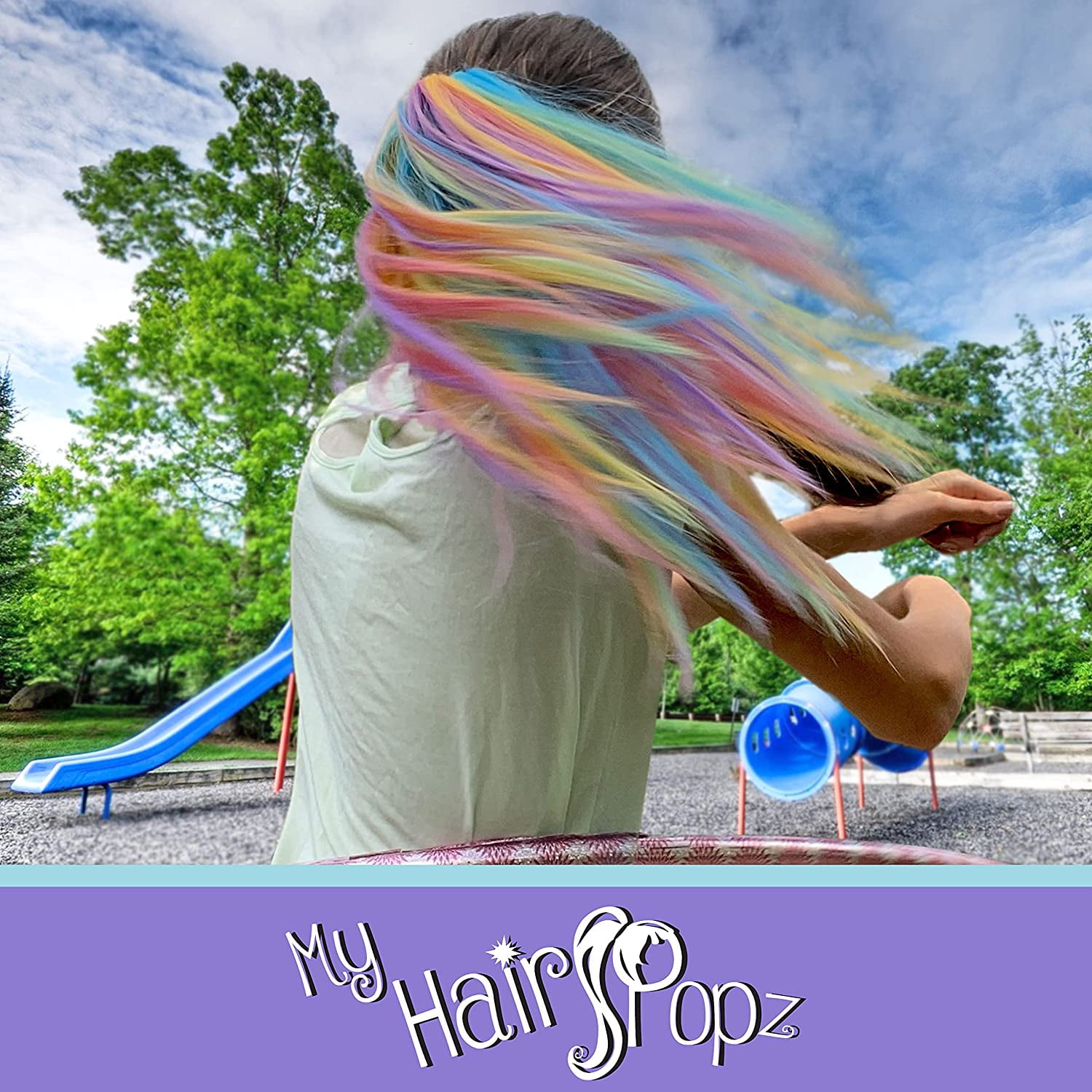My Hair Popz Colorful Clip-in Hair Extensions for Kids - Rainbow Unicorn Hair Accessories for Girls