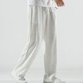 thumbnail image 1 of Men Pants Loose Straight Elastic Waist Casual Loose Lounge Trousers Solid Color, 1 of 8