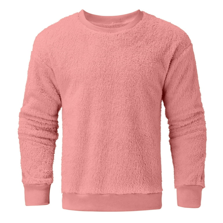 Men's Fuzzy Sweatshirts Long Sleeve Crewneck Casual Loose