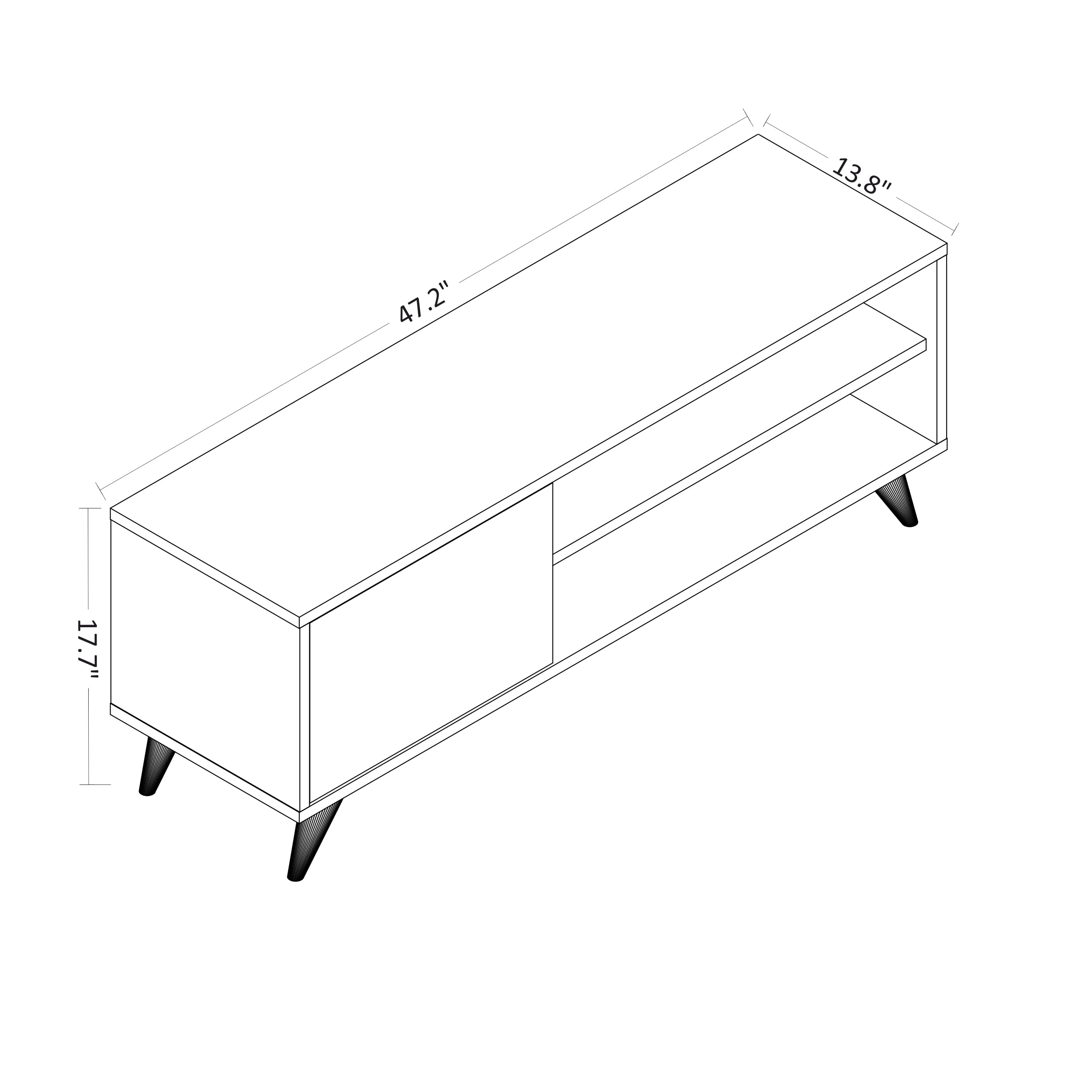 Ada Home Décor 2 Tier Venga TV Stand with Doors for TVs up to 53", White Oak