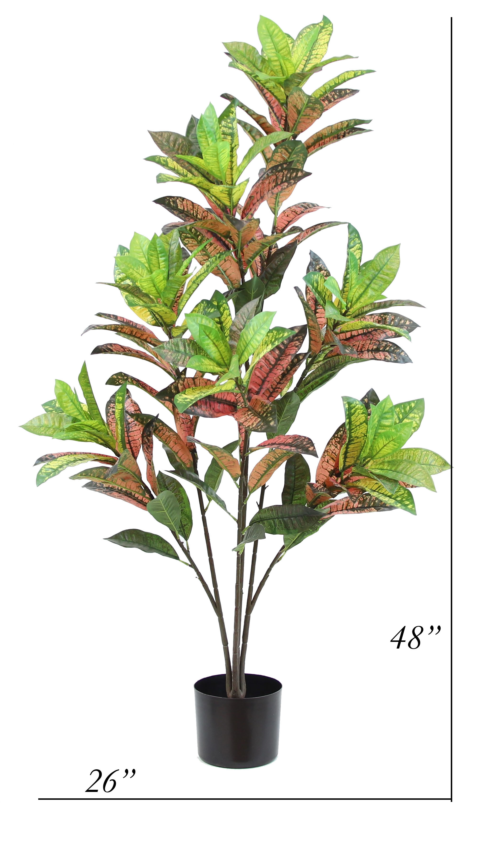 The Mod Greenhouse 48" Artificial Green Croton Plant in a Matte Black Grower's Pot