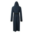 thumbnail image 4 of Hessimy Mens Hooded Robe Plush Fleece, Soft Fluffy House Coat Lounge Robe Full Length Bathrobes with Pockets(Dark Blue,5XL), 4 of 5