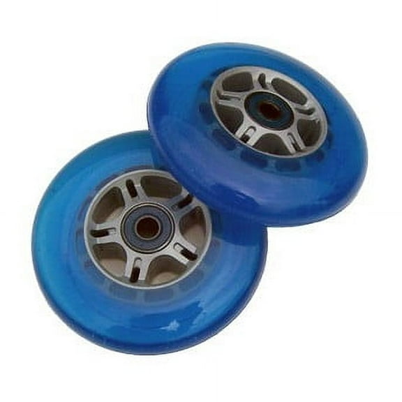 2 Blue Wheels W/Abec 7 Bearings for RAZOR SCOOTER 100mm
