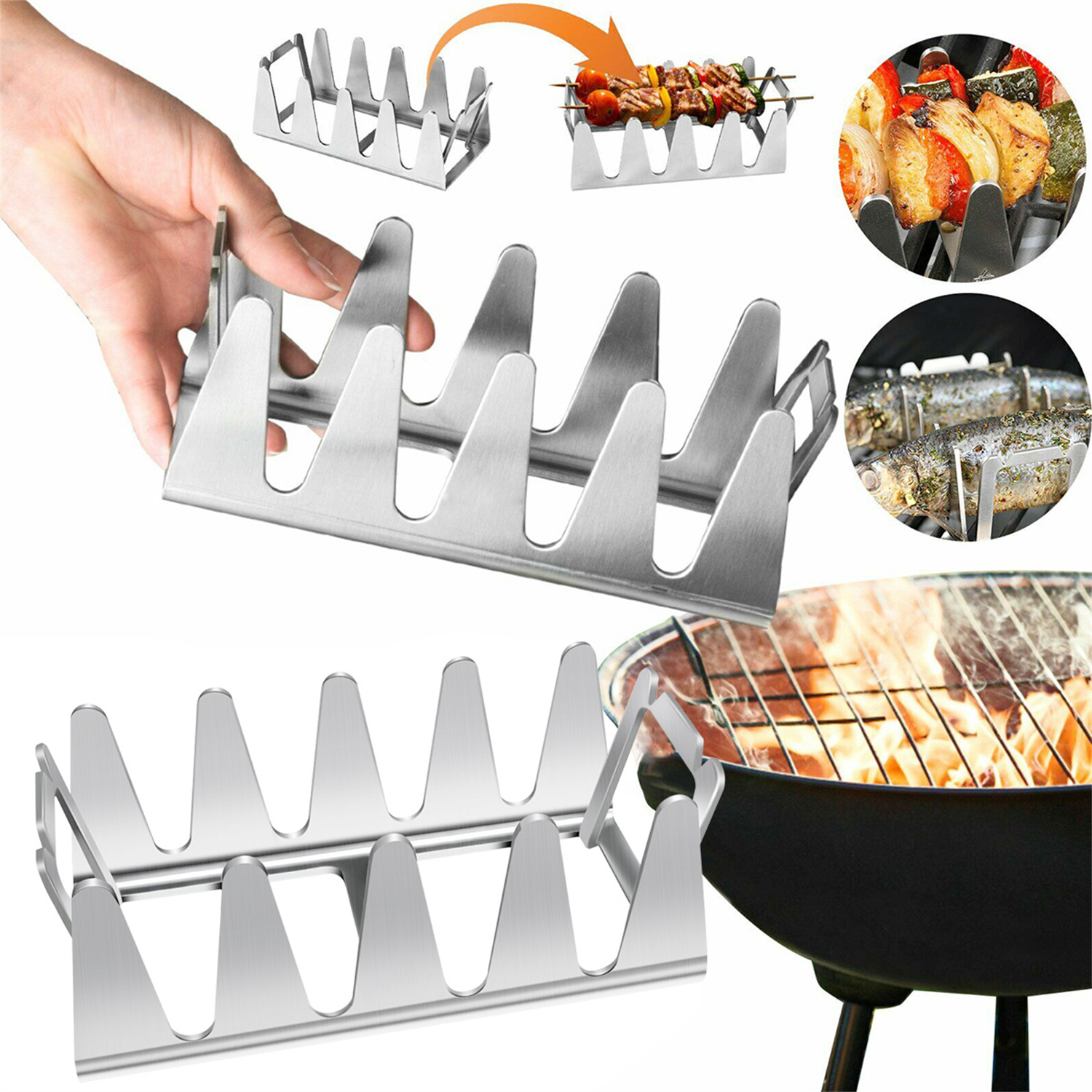 BBQ Multi Grill Rack Robust Stainless Steel Stand Chicken Wing Leg Rack