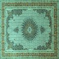 thumbnail image 1 of Ahgly Company Machine Washable Indoor Square Medallion Turquoise Blue Traditional Area Rugs, 8' Square, 1 of 4