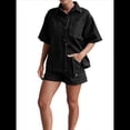 thumbnail image 3 of Conjuntos de 2 Piezas para Mujer: Camisa Vaquera Azul de Corta con Botones y Pantalones Cortos de Mezclilla de Cintura Alta. Negro S, 3 of 6