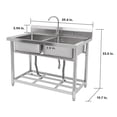 thumbnail image 5 of Stainless steel multi-purpose sink, multi-style prep sink, freestanding with three-way pre-rinse faucet, under-sink shelf and hot and cold water kit, suitable for restaurants, commercial ki, 5 of 9