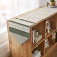 thumbnail image 4 of Sage Green Beige Striped Table Runner Linen Burlap Table Runner 72 Inches Long Farmhouse Stripes Cottagecore Dresser Scarves for Kitchen Island Coffee Dining Room Party Holiday Decoration 14"x72", 4 of 8