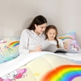 thumbnail image 5 of Homewish Kids Magic Unicorn Bedding Comforter Set, Stars Rainbow Galaxy Twin Comforter Sets, Dreamy Cartoon Butterfly Bedding Set, Lightweight Room Decor, 2 Pieces, 5 of 8