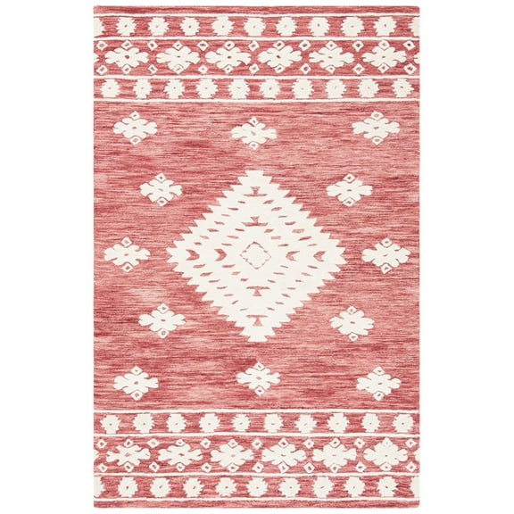 SAFAVIEH Aspen Kerry Geometric Area Rug, Rust/Ivory, 3' x 5'