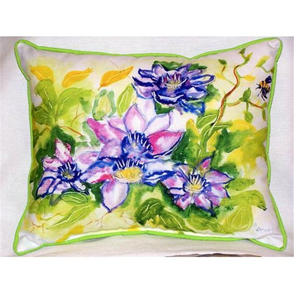 Betsy Drake Clematis Large Indoor & Outdoor Pillow 16 x 20