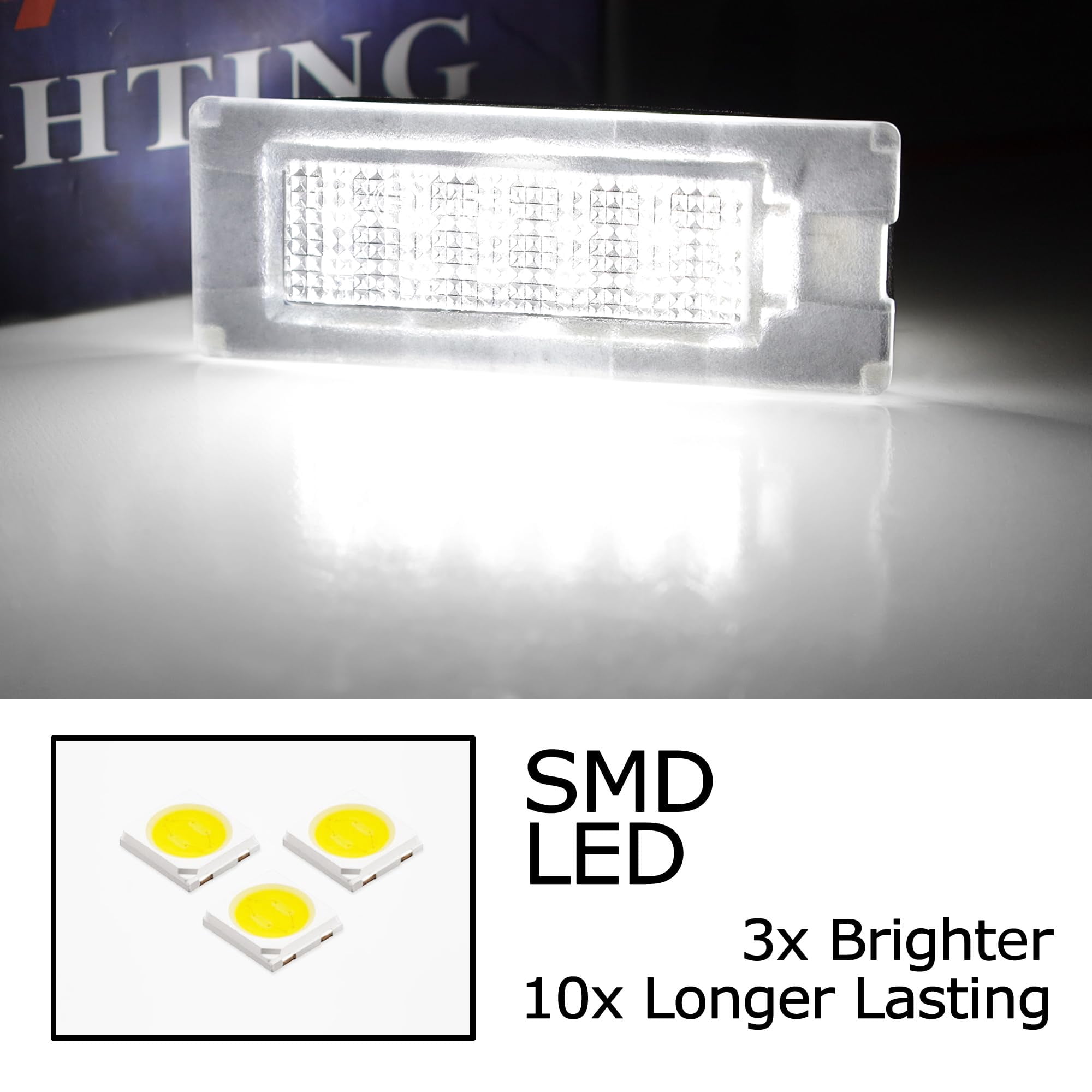 Xenon White Full LED License Plate Light Kit For RAM 2014-up Promaster 1500 2500 3500, Powered By 18-SMD LED Diodes