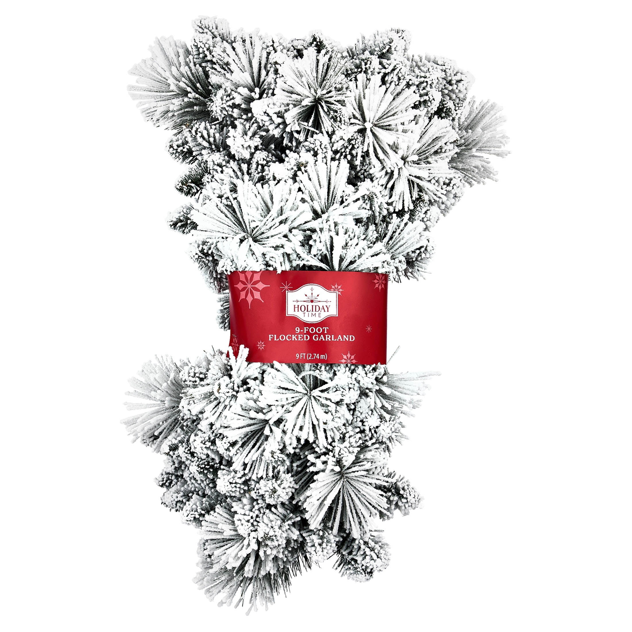 Snow-Flocked Winter Frost Unlit Artificial Christmas Garland, Green and White, 9', by Holiday Time