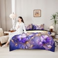 thumbnail image 4 of Erosebridal Chic Vintage Flowers Bedding Comforter Set 7-Piece For Teens Adults,Purple Golden Butterflies King Bedding Sets For Girls,Black Reversible, 4 of 6