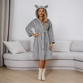 thumbnail image 2 of Gaexia Long Robes For Women Soft Flannel Hooded Bathrobe For Loungewear Home Spa Relaxation Garment Cozy Winter Wear, 2 of 6