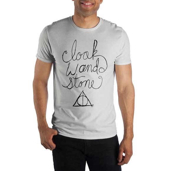 Harry Potter Cloak Wand & Stone T-Shirt - Deathly Hallows: Cloack of Invisibility, Elder Wand, & Resurrection Stone