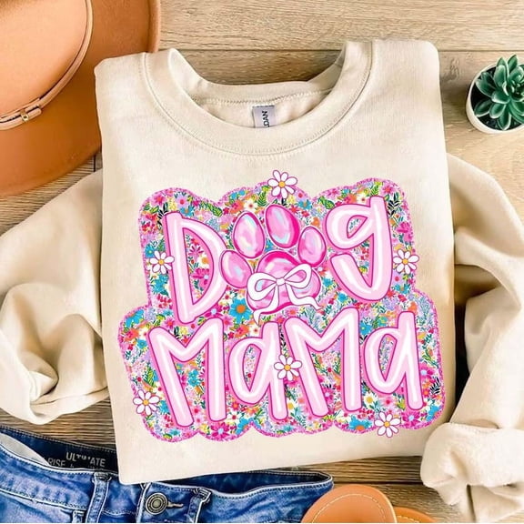 Dog Mama Sweatshirt, Preppy Dog Mom Flower Shirt, Mom Life Shirt, Mama Sweatshirt, Dog Coquette Sweatshirt, Dog Gifts Shirt, Gift for Mother Sweatshirt