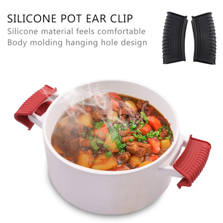 1 Pair Silicone Insulated Pot Ear Clips Grip Silicone Pot Holder Sleeve Pot  Glove Pan Handle