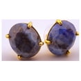 thumbnail image 2 of Natural Oval Lapis Lazuli Gold Stud Earrings, 2 of 10