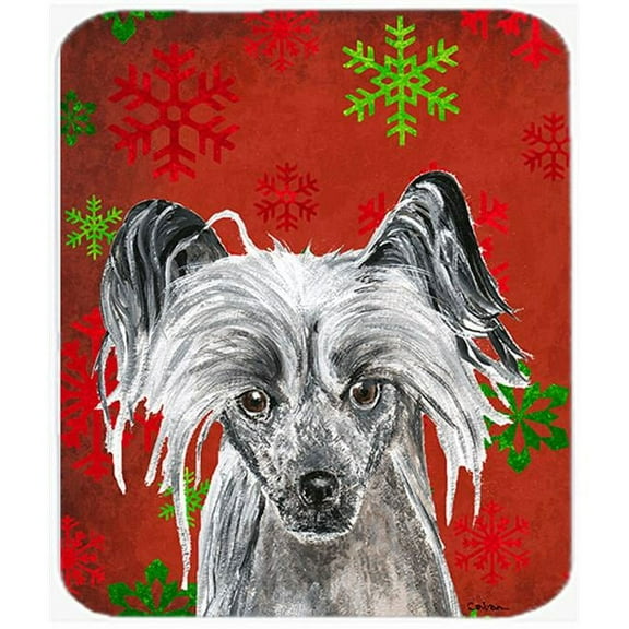 Carolines Treasures  Chinese Crested Red Snowflake Christmas Mouse Pad