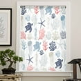 thumbnail image 4 of Blue Red Coastal Semi Sheer Curtains Drapes for Living Room,Bedroom,French Doors Window 96 Inches Long,Nautical Summer Beach Coral Sea Turtle Rod Pocket Chiffon Curtain Drapery Voile Draperies Panel, 4 of 6