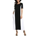 thumbnail image 1 of SUNNYME Robe Longue Maxi Ample à Manches Courtes Bicolore Décontractée pour Femmes, 1 of 2