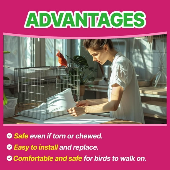 120 Sheets Bird Cage Liner - 20" x 18", Safe & Absorbent for Pet Habitats