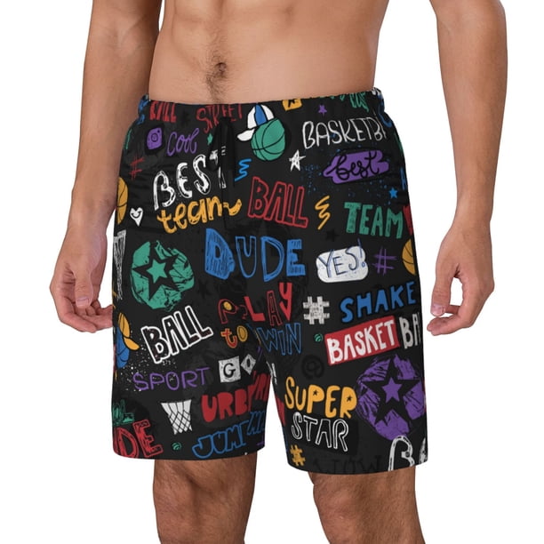 Fotbe Basketball Traje de Baño para Hombre – Shorts de Natación de Secado Rápido con Forro y Bolsillos-Large