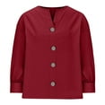 thumbnail image 4 of Enjoytime Womens Button Down Shirt Solid Color V-Neck Long Sleeve Tops Loose Business Casual Blouses, 4 of 6