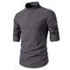 thumbnail image 3 of Men Brawny Slim Fit Casual Shirt Button Long Sleeves Striped Shirts Stand Collar, 3 of 8