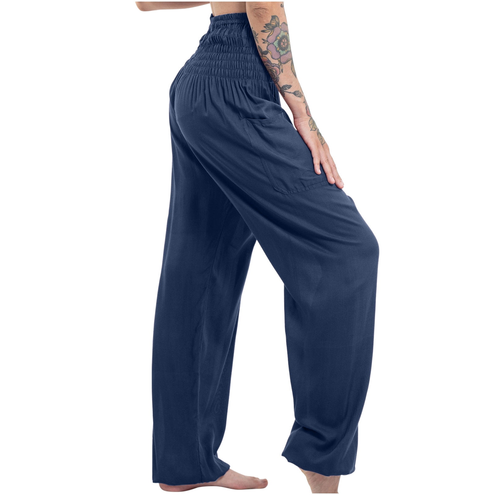 Lilgiuy Women's Casual Loose Baggy Pocket Pants Fashion Playsuit