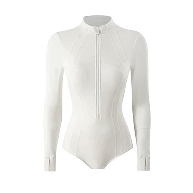 Traje de surf, traje de baño de manga larga para mujer, traje de baño corto, 1 pieza, traje de baño XXL