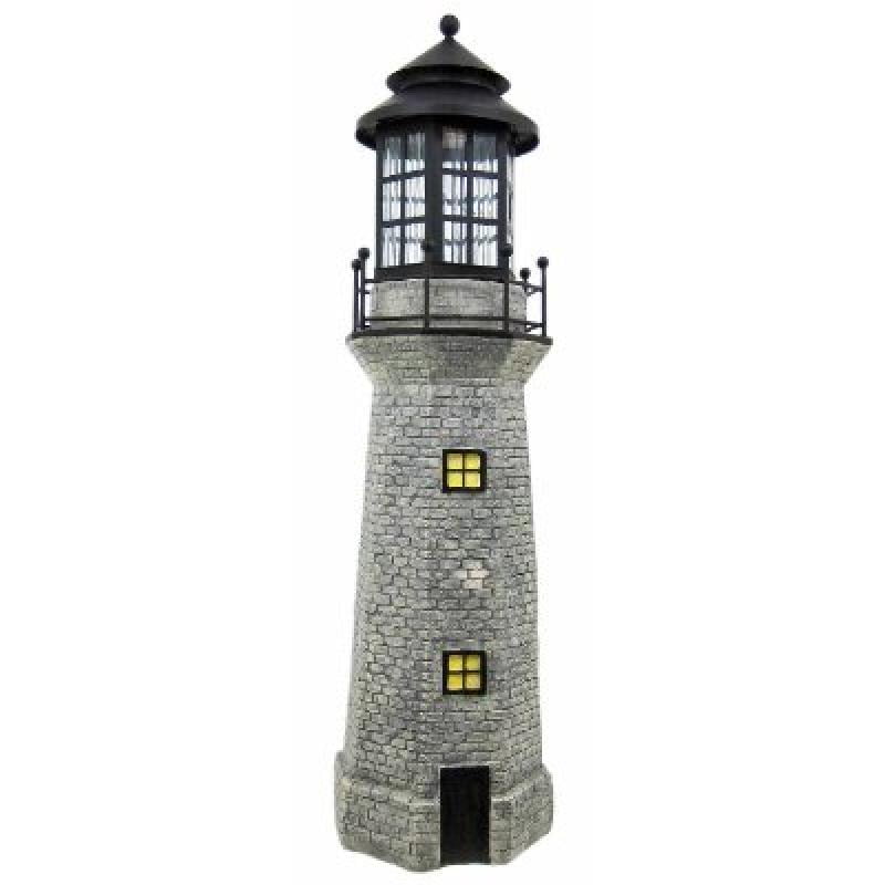 Solar Lighthouse Garden Figurine Light, Gray Color, 39 by