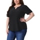 thumbnail image 4 of Blusas de verano de mujer plus size Agnes Orinda, con escote en V, mangas cortas y diseño hueco, talla 3X, color negro, 4 of 6