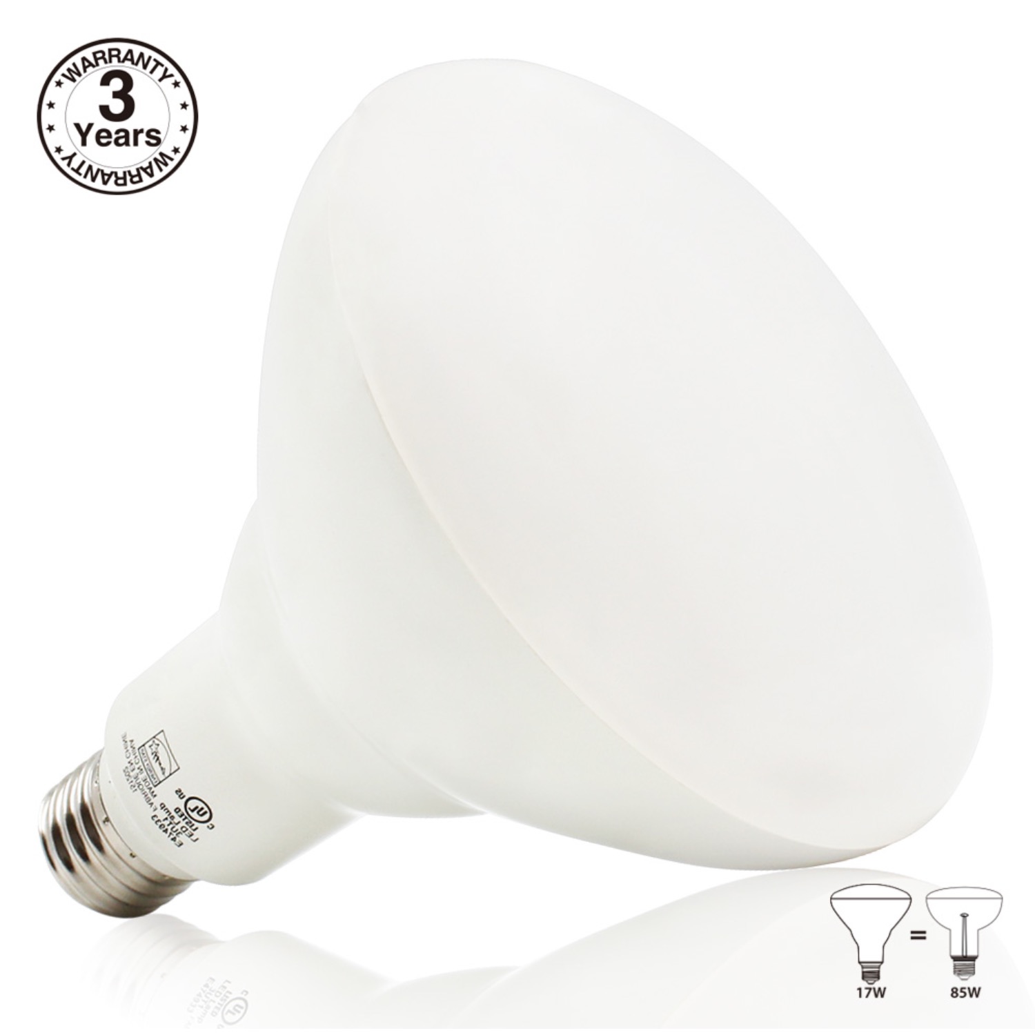 17W (85W Equiv.) Dimmable BR40 LED Bulb, Flood Light Bulb, 1100lm, 3000K Warm White, E26/E27 Base