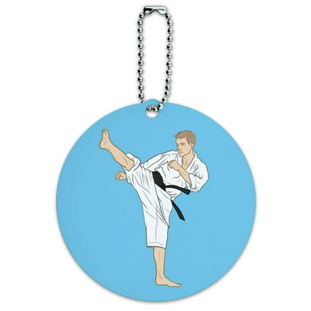 Karate Martial Arts Black Belt Sport Round ID Card Luggage