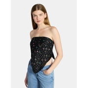 No Boundaries Womens Printed Bandanas, Black Floral Print, for Adults