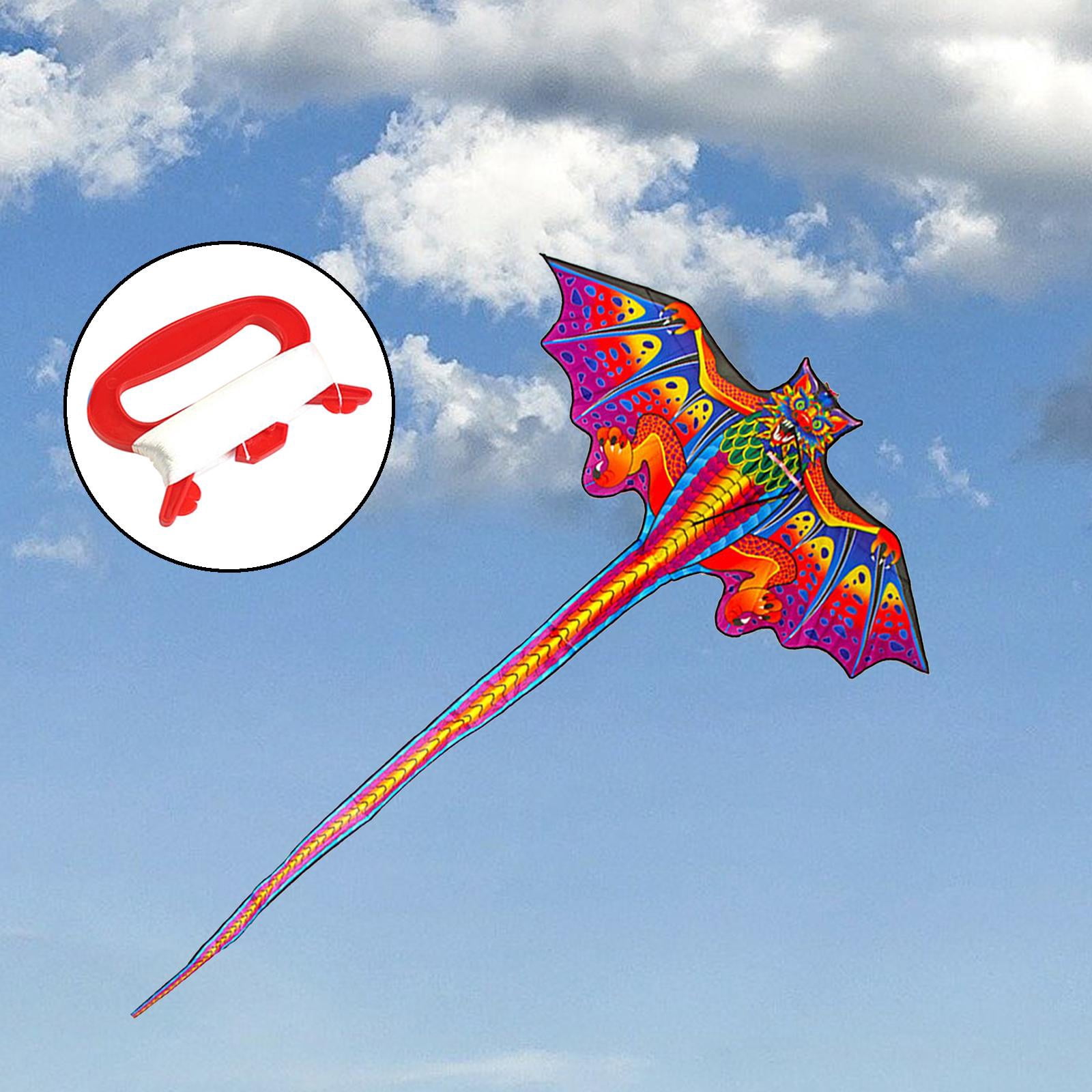 Wswqop 3D Dragon Kite Large Animal Huge Wingspan for Kids Adults with Flying Tools Long Red and 100m Line