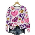 thumbnail image 4 of Vintage Tees for Women 2025 Cute Heart Print Long Sleeve Tunic Tops Casual Round Neck Long Sleeve Printed T-Shirt Top Dressy Casual Loose Blouses, 4 of 7