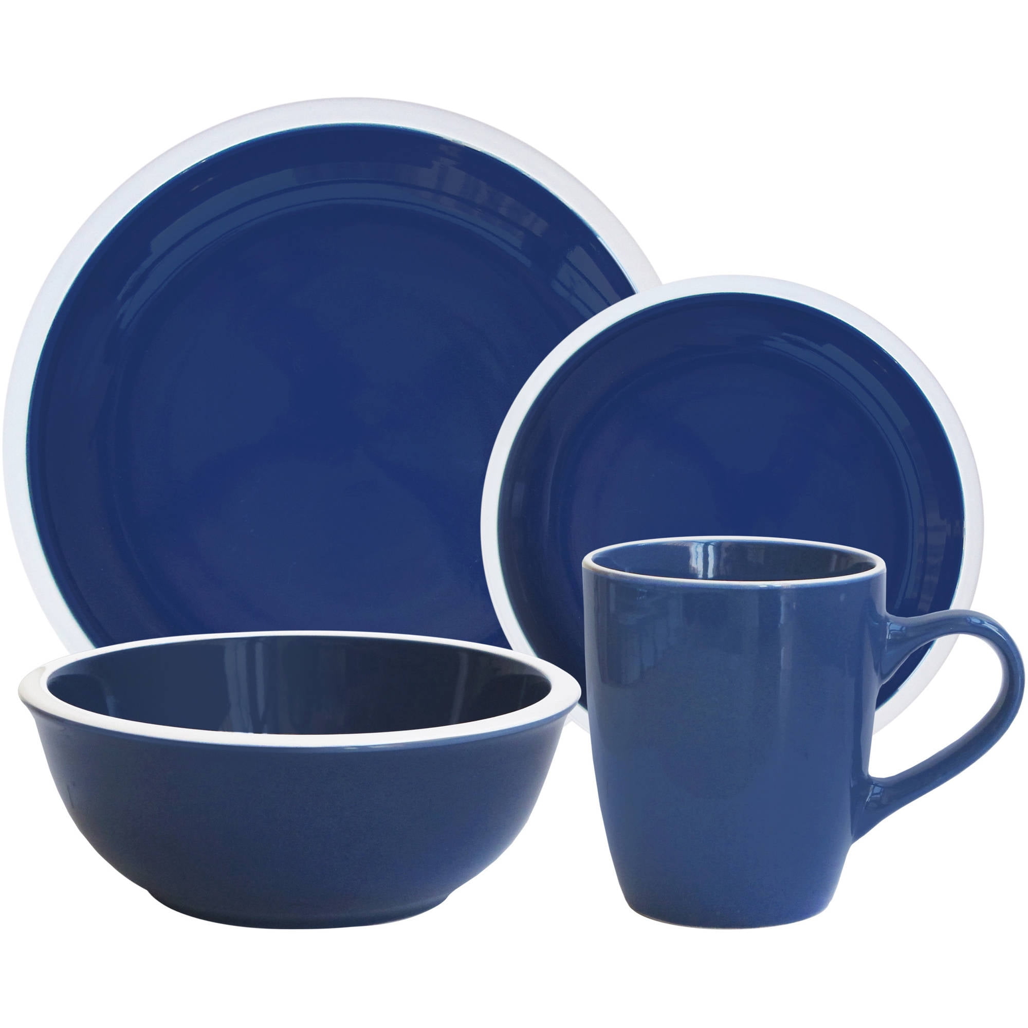 Mainstays Hadleigh Navy Stoneware Dinnerware Set, 16 Piece