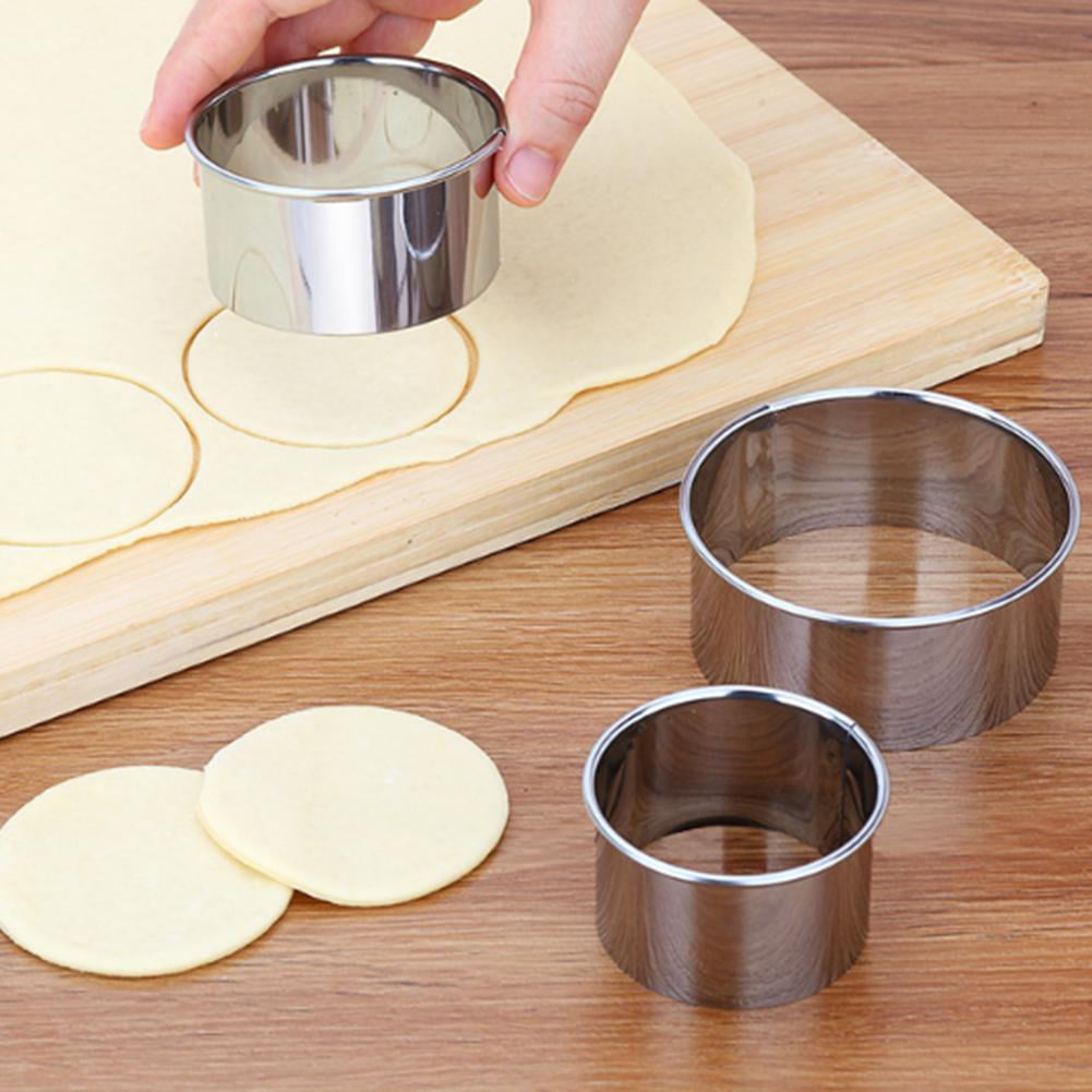 Details about   -3Pcs/set Stainless Steel Round Dumplings Wrappers Mold Set Biscuit Cutter Tools 