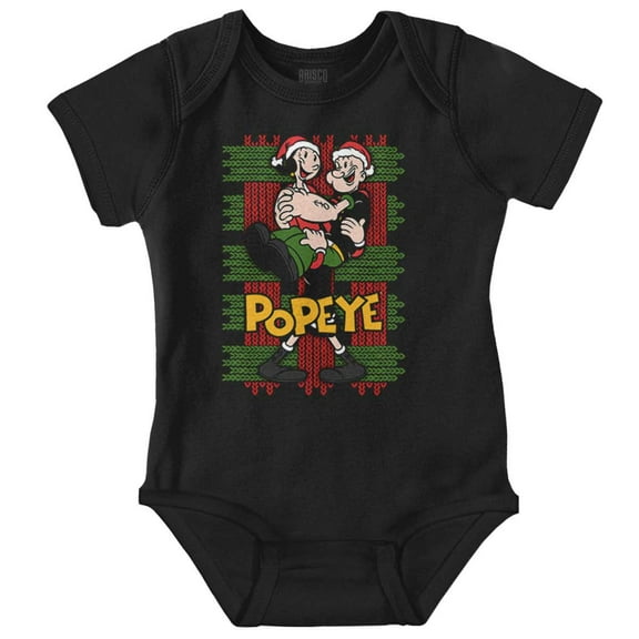 Popeye Olive Oyl Ugly Christmas Baby Romper Boys or Girls Brisco Brands NB