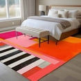 thumbnail image 4 of Pink Orange Area Rug 5x8 FT, Non Slip Bedroom Throw Carpet, Geometric Modern Abstract Oil Painting Washable Soft Floor Carpet Non-Shedding Rug for Living Room Nursery Dorm Office, 4 of 9