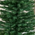 thumbnail image 2 of Christmas Tree HOMCOM 7' Artificial Pencil Christmas Tree, Slim Xmas Tree with 499 Realistic Branch Tips and Plastic Stand, Green,Flocked Christmas Tree, 2 of 9