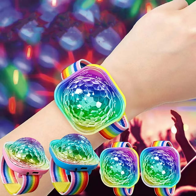 Vacemry 4Pcs Party Wristband Lights, Bouncing Dance Glow Bracelets, Flashlights for Music Festivals Nightclubs Concerts Parties, Rechargeable LED Glow Sticks for Raves Clubs Events Decor