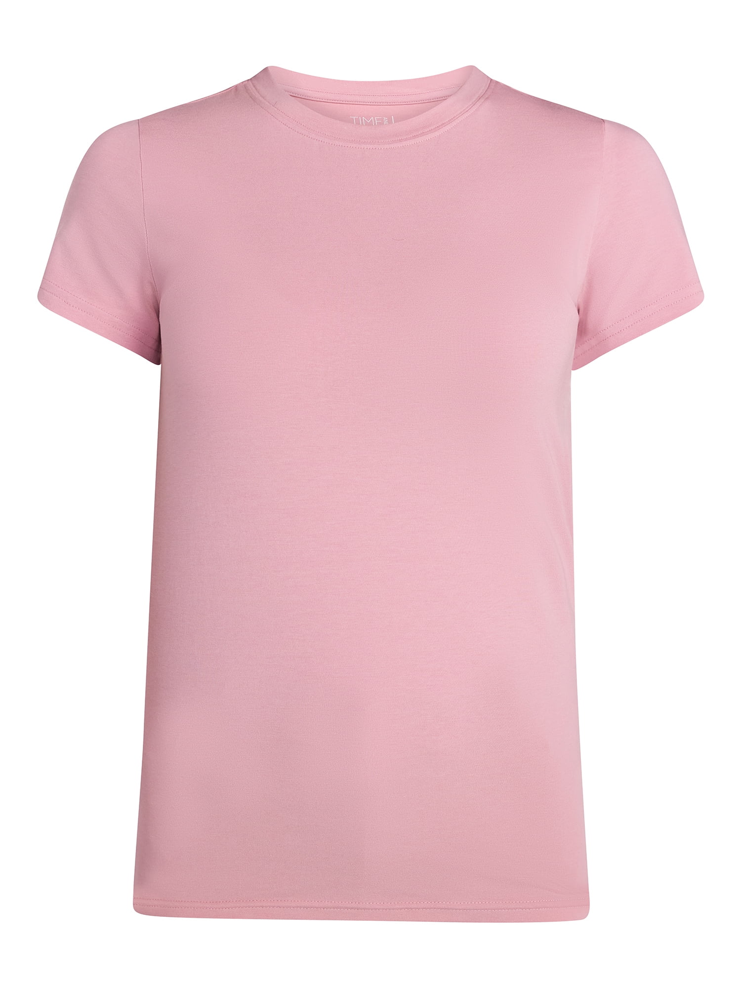 Time and Tru Women's Slim Fit Crewneck Tee with Short Sleeves, Sizes XS-XXXL